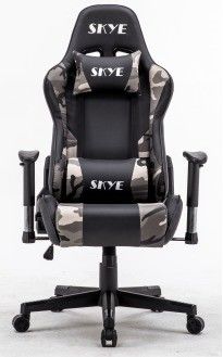 Silla de juegos de oficina de diseño moderno de cuero sintético con ergonomía ajustable