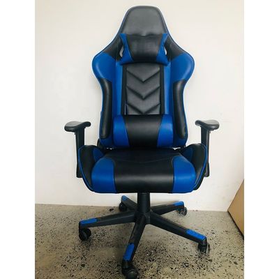 Silla de juego de carreras ajustable de reposabrazos 2d con cuero sintético y diseño de carreras