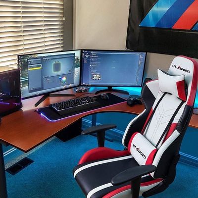 Cadro blanco Cuero sintético negro Personalizado Silla de PC de juegos Opción de rueda eléctrica