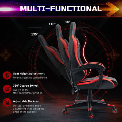 Silla para jugadores de PC ERGONÓMICA de cuero de PU Silla giratoria para juegos con elevador de gas de 3 100 mm