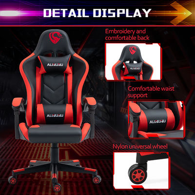 Silla para jugadores de PC ERGONÓMICA de cuero de PU Silla giratoria para juegos con elevador de gas de 3 100 mm