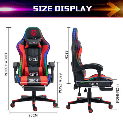 Silla de masaje de juego de cuero sintético con luces RGB y altavoces