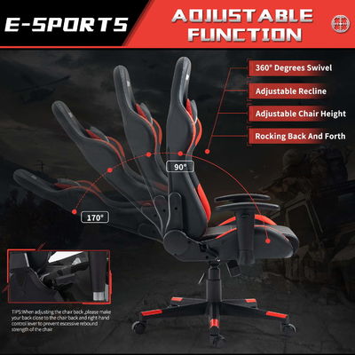 Silla de juegos de carreras de ALINUNU, con ajuste de altura, silla giratoria para computadoras de oficina