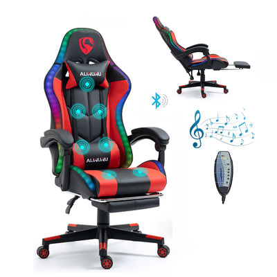 Silla de juego LED RGB ajustable en altura con estilo giratorio de masaje y altavoces