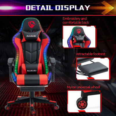 Silla de juego LED RGB ajustable en altura con estilo giratorio de masaje y altavoces