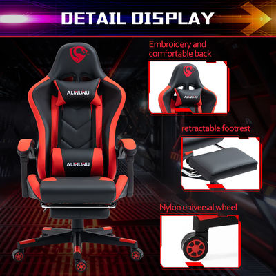 Silla de juego de embalaje de correo con reposapiés de rotación de 360 grados y ajuste de altura