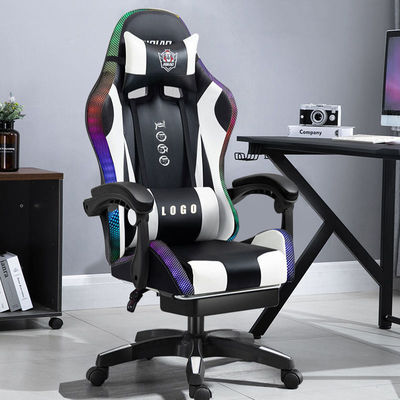 Silla de juegos RGB con luces y altavoces Silla de juegos de ordenador de masaje de cuero PU