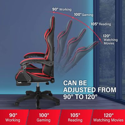 Silla de juegos de PC de diseño moderno de carreras con reposapiés y reposacabezas