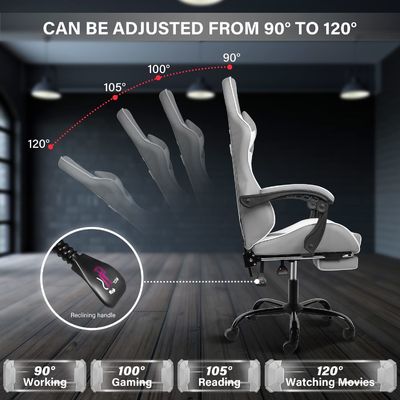 Silla de juego con reposapiés y soporte lumbar Peso máximo recomendado 440 libras