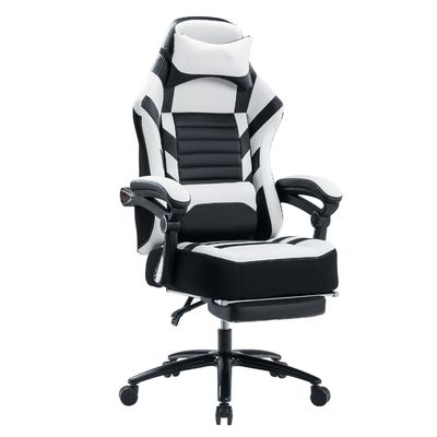 Silla de juego ajustable en altura con reposapiés de 400 libras de espuma de memoria ajustable con ángulo de inclinación hacia atrás