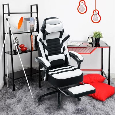 Silla de juego ajustable en altura con reposapiés de 400 libras de espuma de memoria ajustable con ángulo de inclinación hacia atrás