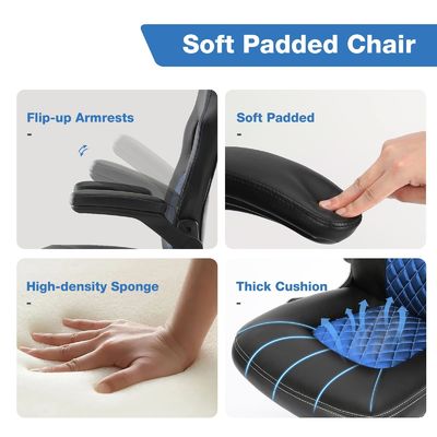 Silla de oficina ajustable de 30 libras con diseño ergonómico de cuero PU y soporte lumbar