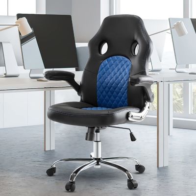 Silla de oficina ajustable de 30 libras con diseño ergonómico de cuero PU y soporte lumbar