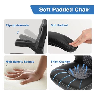 3 sillas de oficina ergonómicas de ascensor de gas con reposabrazos abatibles acolchados y color personalizado