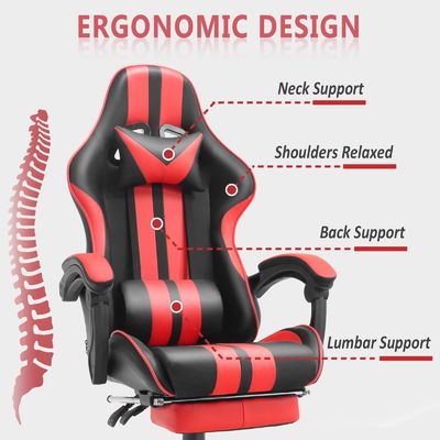 Silla de juego ergonómica de estilo de carreras con reposacabezas y soporte lumbar