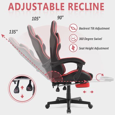 Silla de juego ergonómica de estilo de carreras con reposacabezas y soporte lumbar
