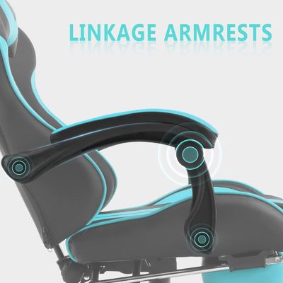 Silla de ordenador para juegos de PC de altura ajustable con reposacabezas soporte lumbar y reposapiés