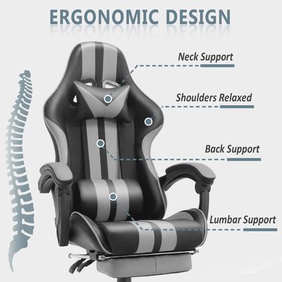 Silla de juego de estilo de carreras con reposacabezas, reposacabezas y soporte lumbar Color personalizado