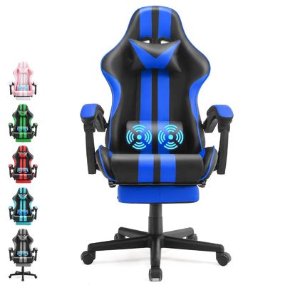 Silla de juego ergonómica de estilo de carreras con reposacabezas y soporte lumbar Capacidad de 300 libras
