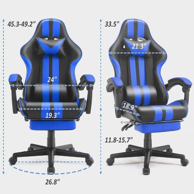 Silla de juego ergonómica de estilo de carreras con reposacabezas y soporte lumbar Capacidad de 300 libras