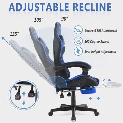 Silla de juego ergonómica de estilo de carreras con reposacabezas y soporte lumbar Capacidad de 300 libras