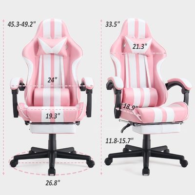 Silla de juegos de computadora con reposapiés y soporte lumbar Peso máximo recomendado de 300 libras