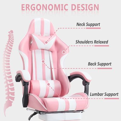 Silla de juegos de computadora con reposapiés y soporte lumbar Peso máximo recomendado de 300 libras