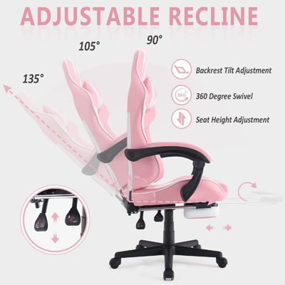 Silla de juegos de computadora con reposapiés y soporte lumbar Peso máximo recomendado de 300 libras