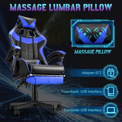 Silla de juego de altura ajustable directa con reposacabezas de cuero y soporte lumbar