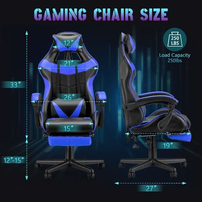 Silla de juego de altura ajustable directa con reposacabezas de cuero y soporte lumbar