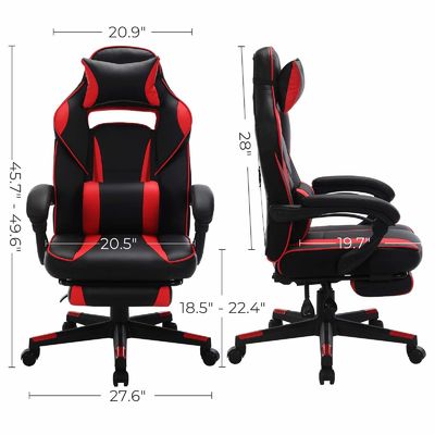 Silla de juego de carreras con mecanismo de inclinación del reposapiés y soporte lumbar