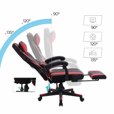 Silla de juego de carreras con mecanismo de inclinación del reposapiés y soporte lumbar