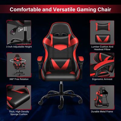 Silla de juegos de computadora de escritorio de piel sintética ajustable giratorio 25.3lbs