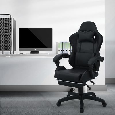 Silla de juego de embalaje de correos espalda alta con apoyapiés para los pies Apoya para la cabeza Apoyo lumbar Marco de hierro