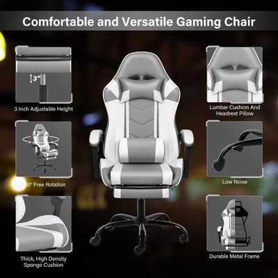Silla giratoria ajustable en altura reclinable ergonómico para computadoras de oficina y videojuegos