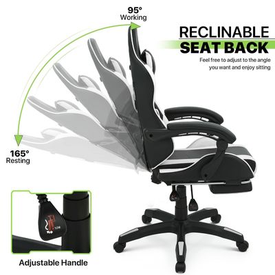 Silla giratoria para juegos con reposacabezas Apoyo lumbar Apoyo de cabeza Negro espalda alta Otro estilo