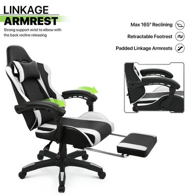 Silla giratoria para juegos con reposacabezas Apoyo lumbar Apoyo de cabeza Negro espalda alta Otro estilo