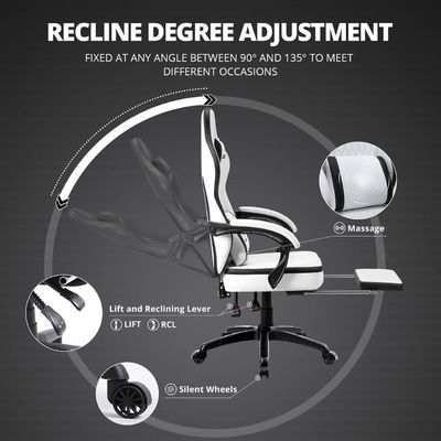Silla de juegos de sala de computadoras con cojín de resorte de bolsillo en 19.3 &quot;D x 20.1&quot;W x 50&quot;H Tamaño