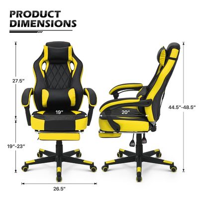 Silla de juego de estilo de carreras giratoria de 360 grados con soporte lumbar desmontable de cuero PU