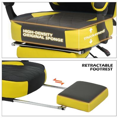 Silla de juego de estilo de carreras giratoria de 360 grados con soporte lumbar desmontable de cuero PU
