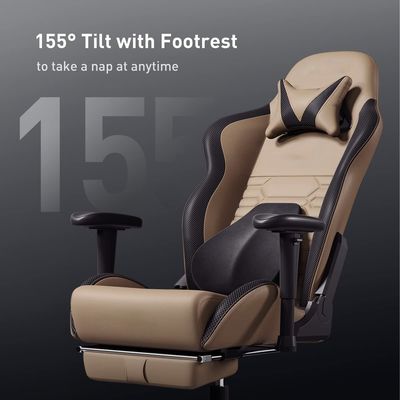 Silla de juegos de carreras de ruedas de PU con soporte lumbar ergonómico y embalaje de correo