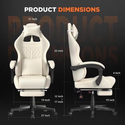 Silla de juegos de diseño moderno con cuero Vintage PU y masaje 19&quot;D x 27&quot;W x 50&quot;H