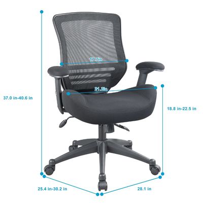 Silla informática con brazos abatibles de altura ajustable y soporte lumbar