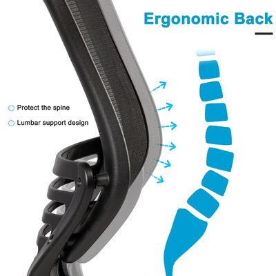 Silla informática con brazos abatibles de altura ajustable y soporte lumbar