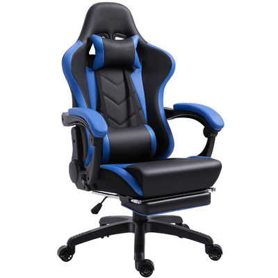 Mesa de oficina silla de juego ergonómica con reposapiés de cuero