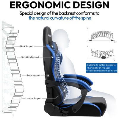 Mesa de oficina silla de juego ergonómica con reposapiés de cuero