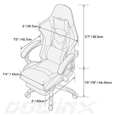 Mesa de oficina silla de juego ergonómica con reposapiés de cuero
