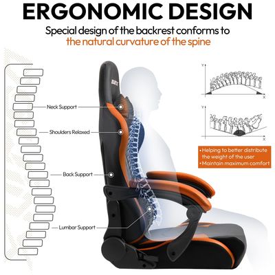 Moderno estilo de diseño silla giratoria silla de juego con reposapiés y características ajustables