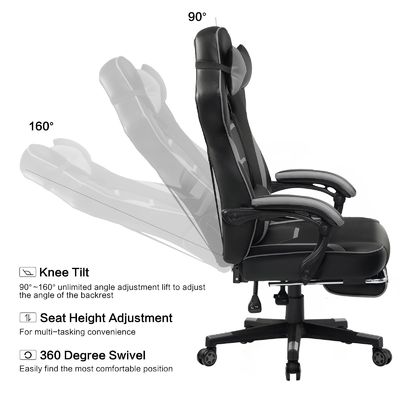 27.16&quot;D x 20.66&quot;W x 47.24&quot;H en una silla de juego ergonómica con reposapiés y reposapiés