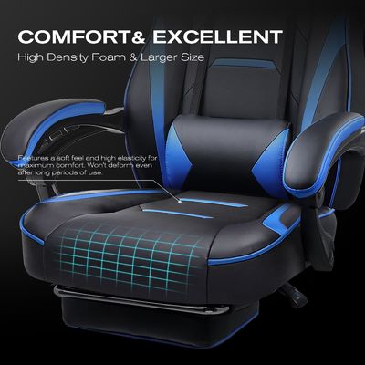 Silla de juegos ergonómica de 3 puentes de gas con reposapiés de cuero PU